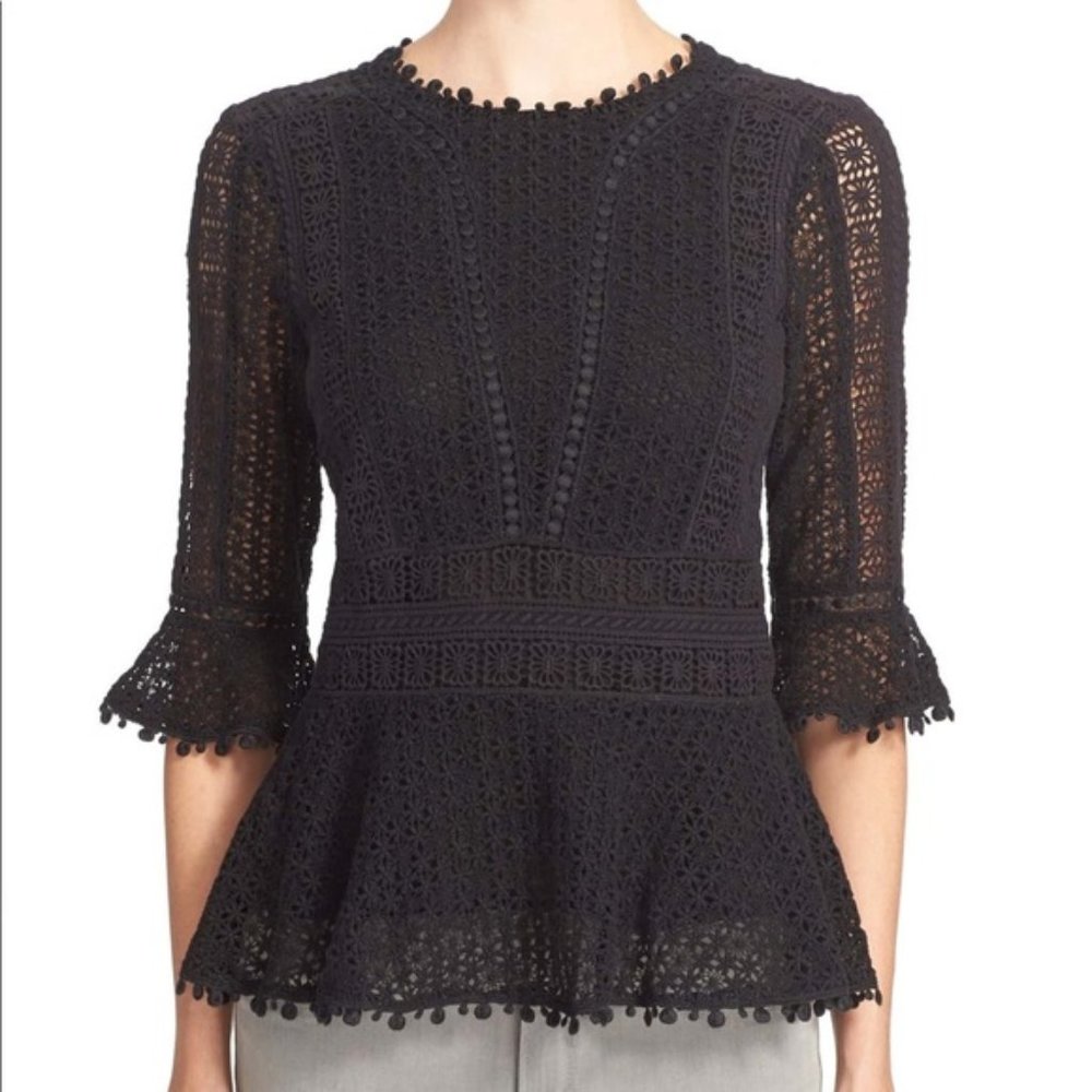 NWOT Rebecca Taylor Guipure Lace Peplum Top